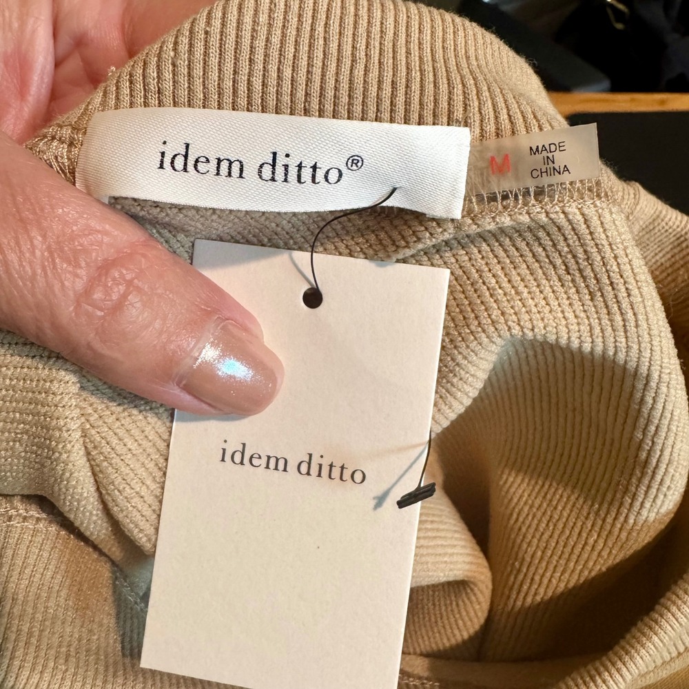 Idem Ditto Womens Mixed Media Sweatshirt Mini Dress Tan Cream Size M NEW - Picture 4 of 6